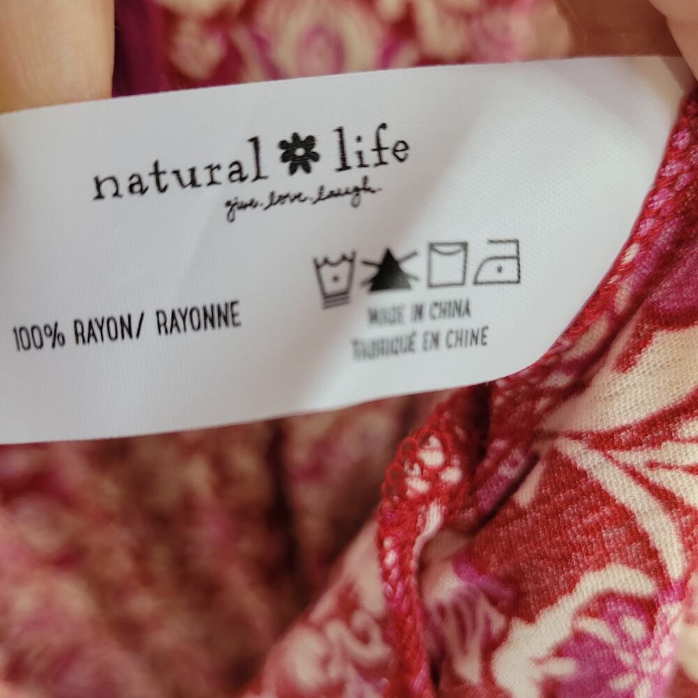 Natural Life Floral Sleeveless Ruffle Neckline Tiered Maxi Dress size L Boho - Picture 6 of 7